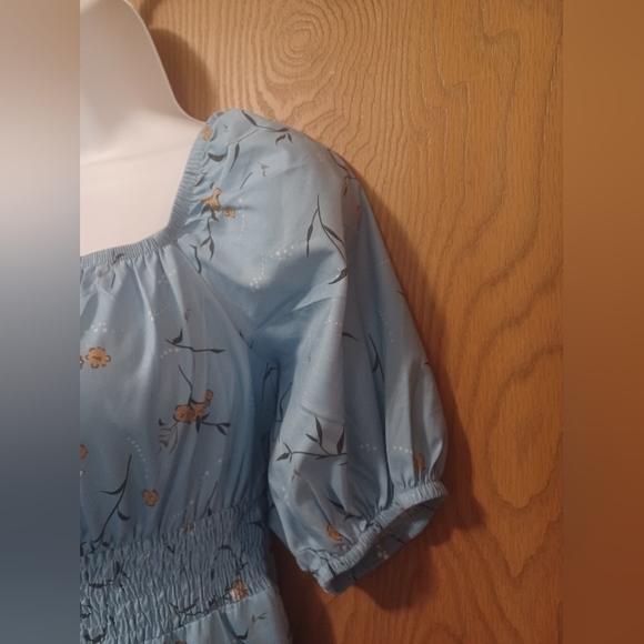 NWOT blue floral print tie backless A-line dress size 10 - Picture 8 of 10